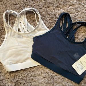 Fabletics White and Navy Sports Bras
